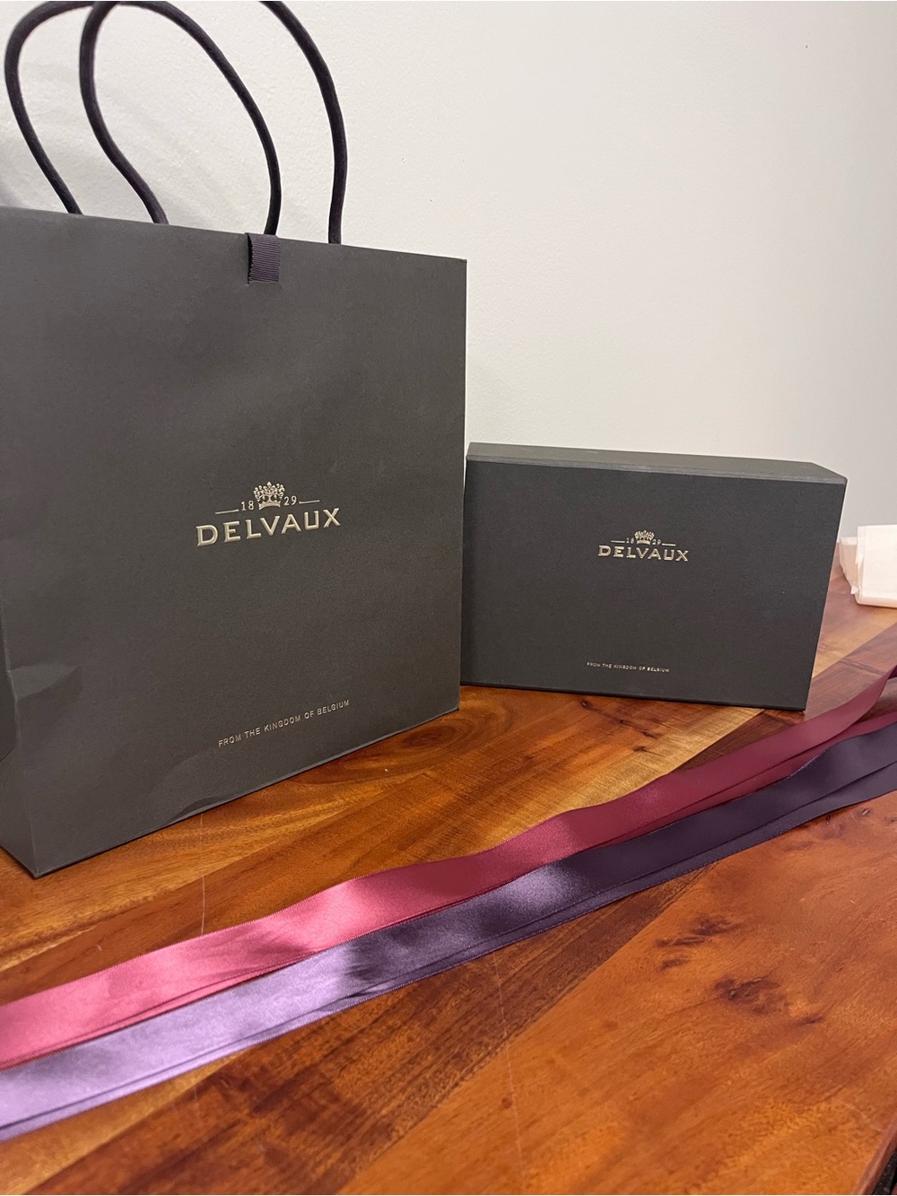 Collapse-able Empty Delvaux Luxury Gift Box with Ribbon